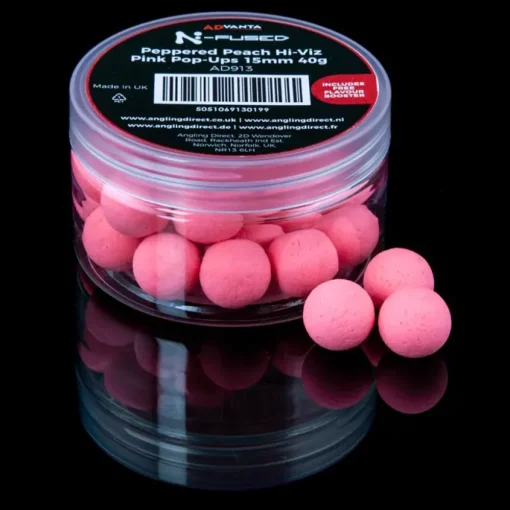 Advanta N-Fused Peppered Peach Hi-Viz Pink Pop-Ups- Bait & Additives