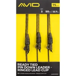 Avid Carp Ready Tied Pin Down Leader- Ringed Lead Clip- Terminal Tackle