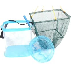 Discover Kids EVA Crab Bucket + Net + Dipping Net Set - Blue