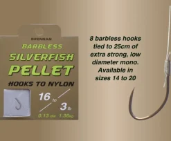 Drennan Silverfish Pellet Barbless Hooks To Nylon