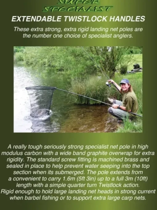 Drennan Super Specialist Extendable Twist Lock 3m Landing Net Handle