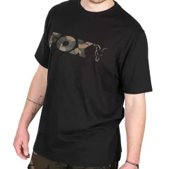 Fox Camo Logo Black T-Shirt- Clothing