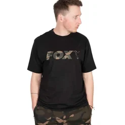 Fox Camo Logo Black T-Shirt- Clothing