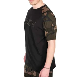 Fox Camo Logo Outline Black T-Shirt- Clothing