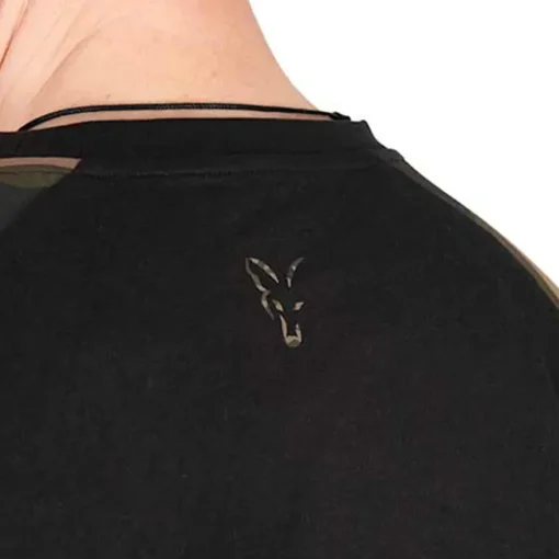 Fox Camo Logo Outline Black T-Shirt- Clothing