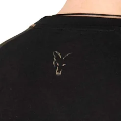 Fox Camo Logo Outline Black T-Shirt- Clothing
