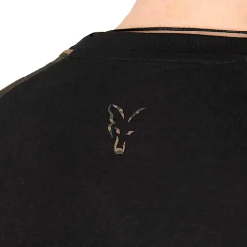 Fox Camo Logo Outline Black T-Shirt- Clothing