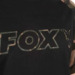 Fox Camo Logo Outline Black T-Shirt- Clothing