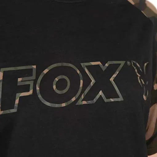 Fox Camo Logo Outline Black T-Shirt- Clothing