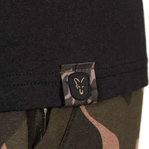 Fox Camo Logo Outline Black T-Shirt- Clothing