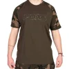 Fox Camo Logo Outline Khaki T-Shirt- Clothing