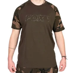 Fox Camo Logo Outline Khaki T-Shirt- Clothing