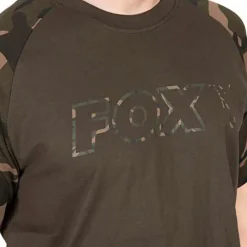 Fox Camo Logo Outline Khaki T-Shirt- Clothing