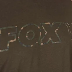 Fox Camo Logo Outline Khaki T-Shirt- Clothing
