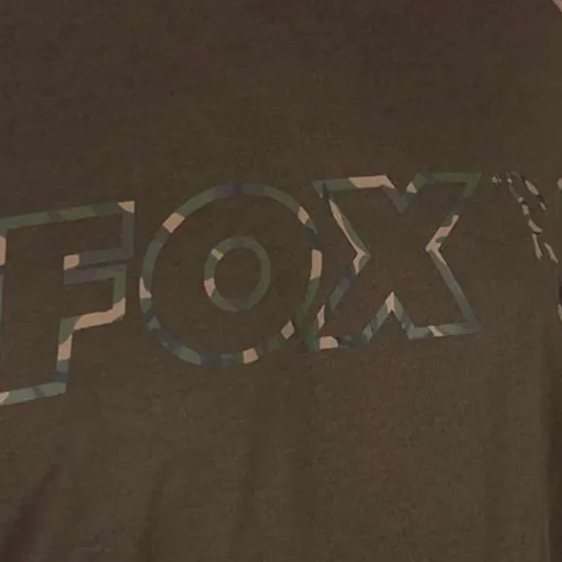 Fox Camo Logo Outline Khaki T-Shirt- Clothing