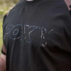 Fox Camo Logo Outline Khaki T-Shirt- Clothing