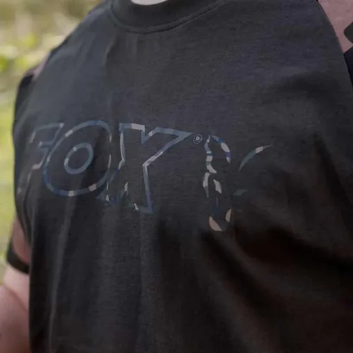 Fox Camo Logo Outline Khaki T-Shirt- Clothing