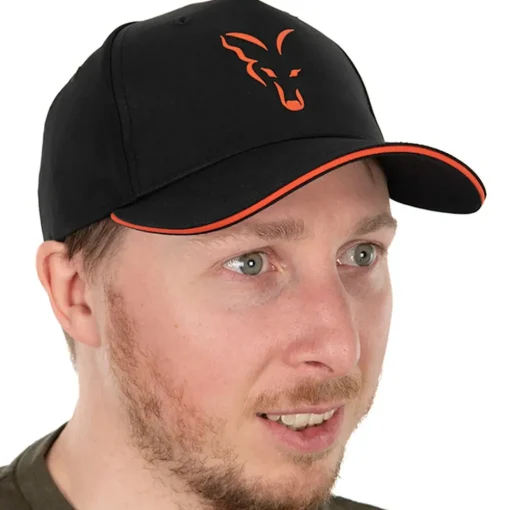 Fox Collection Black & Orange Baseball Cap- Clothing