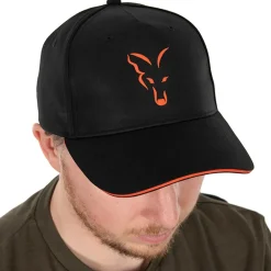 Fox Collection Black & Orange Baseball Cap- Clothing