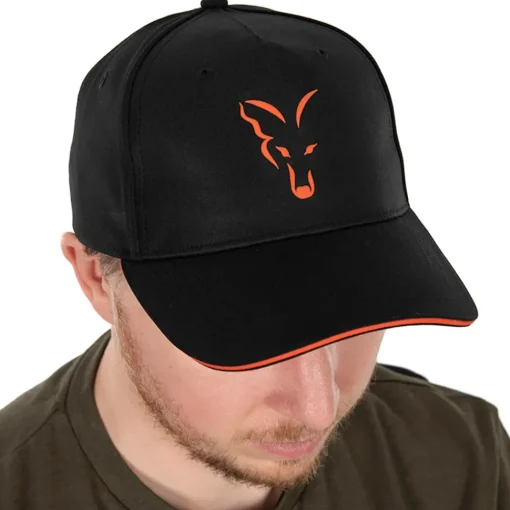 Fox Collection Black & Orange Baseball Cap- Clothing