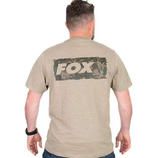 Fox Light Weight Khaki Large Print T-Shirt- Clothing