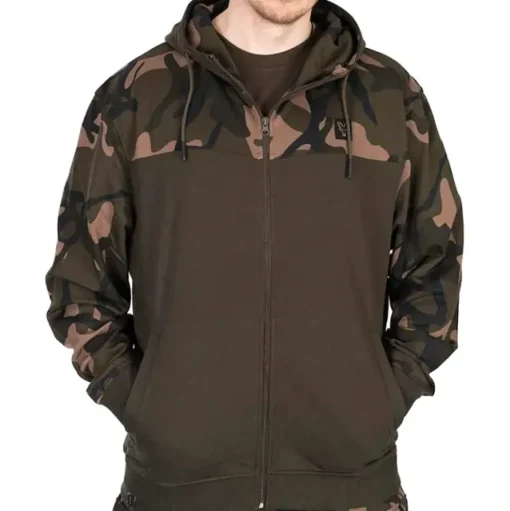 Fox Lightweight Khaki & Camo Split Zip Hoodie- Clothing