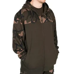 Fox Lightweight Khaki & Camo Split Zip Hoodie- Clothing