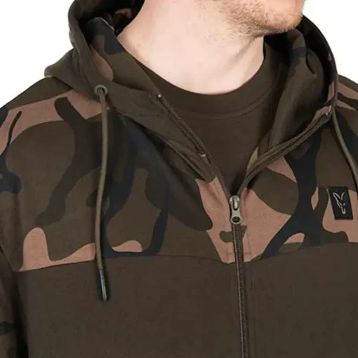 Fox Lightweight Khaki & Camo Split Zip Hoodie- Clothing