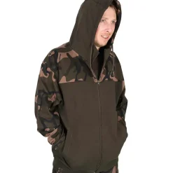 Fox Lightweight Khaki & Camo Split Zip Hoodie- Clothing