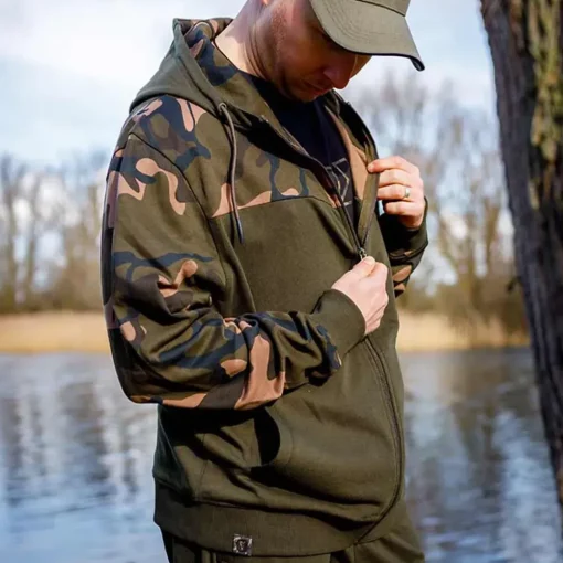 Fox Lightweight Khaki & Camo Split Zip Hoodie- Clothing