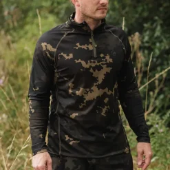 Korda Kool UPF Zip Dark Kamo Long Sleeve Jersey- Clothing