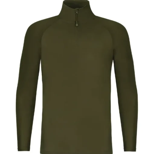 Korda Kool UPF Zip Dark Olive Long Sleeve Jersey- Clothing