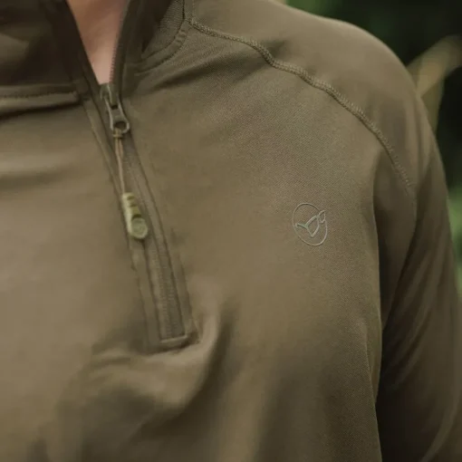 Korda Kool UPF Zip Dark Olive Long Sleeve Jersey- Clothing
