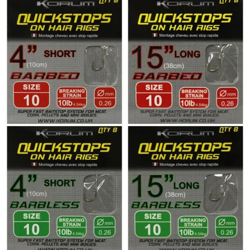 Korum Quickstops on Hair Rigs