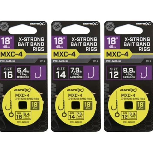 Matrix MXC-4 Eyed Barbless X-Strong Bait Band Rigs 45cm