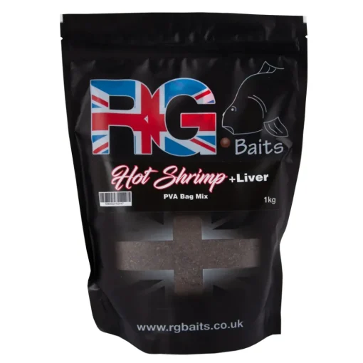 RG Baits Hot Shrimp & Liver PVA Fishing Bag Mix- Bait & Additives