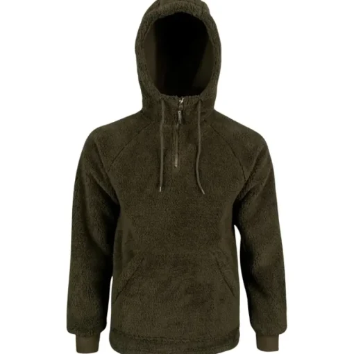 Speero Sherpa Dark Olive Fleece Hoodie- Clothing
