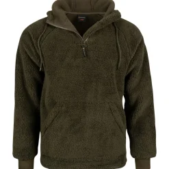 Speero Sherpa Dark Olive Fleece Hoodie- Clothing