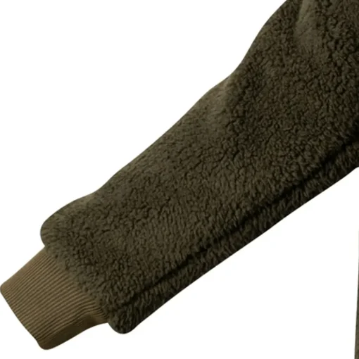 Speero Sherpa Dark Olive Fleece Hoodie- Clothing