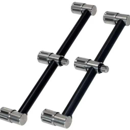 Summit Tackle Summit Black Aluminium & Stainless 3 Rod Mini Fixed Buzz Bar (Pair)- Rod Support