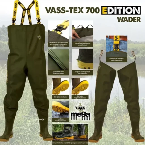 Vass 700E Nova Heavy Duty PVC Chest Fishing Wader- Waders & Boots