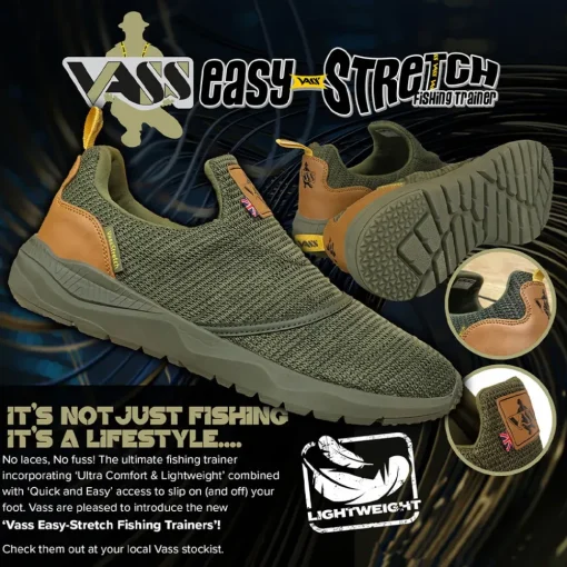 Vass Easy-Stretch Khaki Fishing Trainer- Waders & Boots